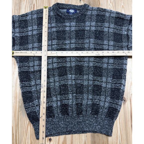 Vintage 90's Knightsbridge Black Gray Geometric Acrylic Sweater Men's XL - Picture 3 of 4